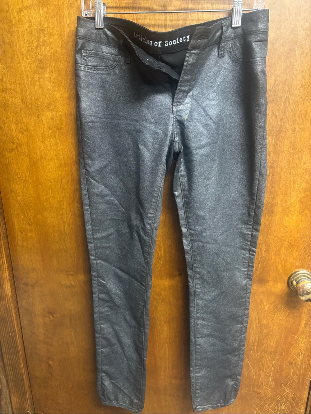 Articles Of Society Shimmery Black Skinny Jeans